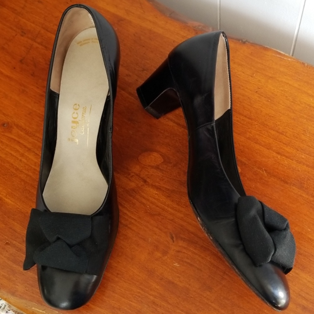 Vintage Joyce California Black Leather Heel 9N - Picture 1 of 8